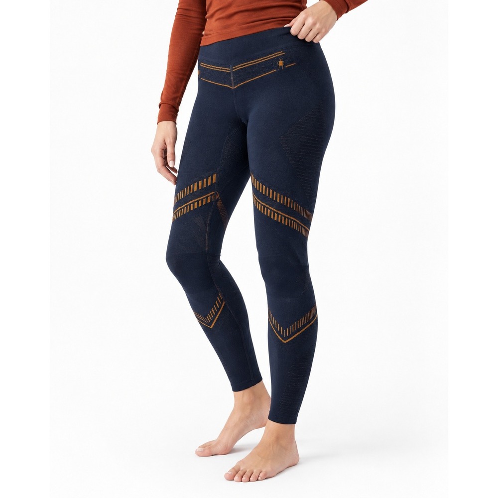 Smartwool Intraknit Thermal 200 Merino Wool Base Layer Leggings Navy Orange M